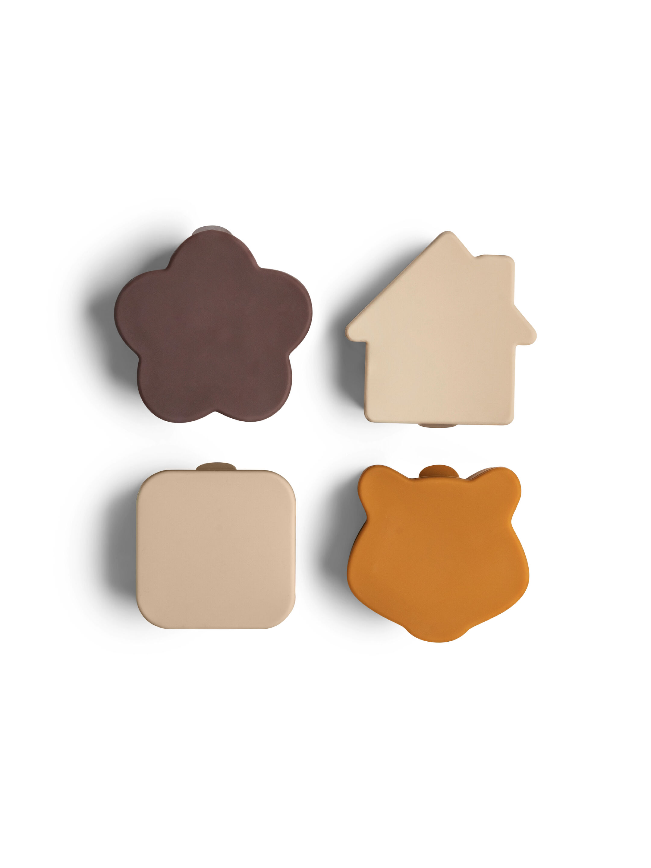 طقم منظمات صندوق غداء سيليكون من سيترون - 4 قطع بلون بيج/بنفسجي داكن/كراميل