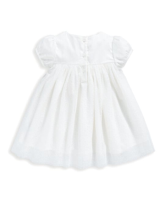 فستان قماش شبكي منقط - أبيض image number 3