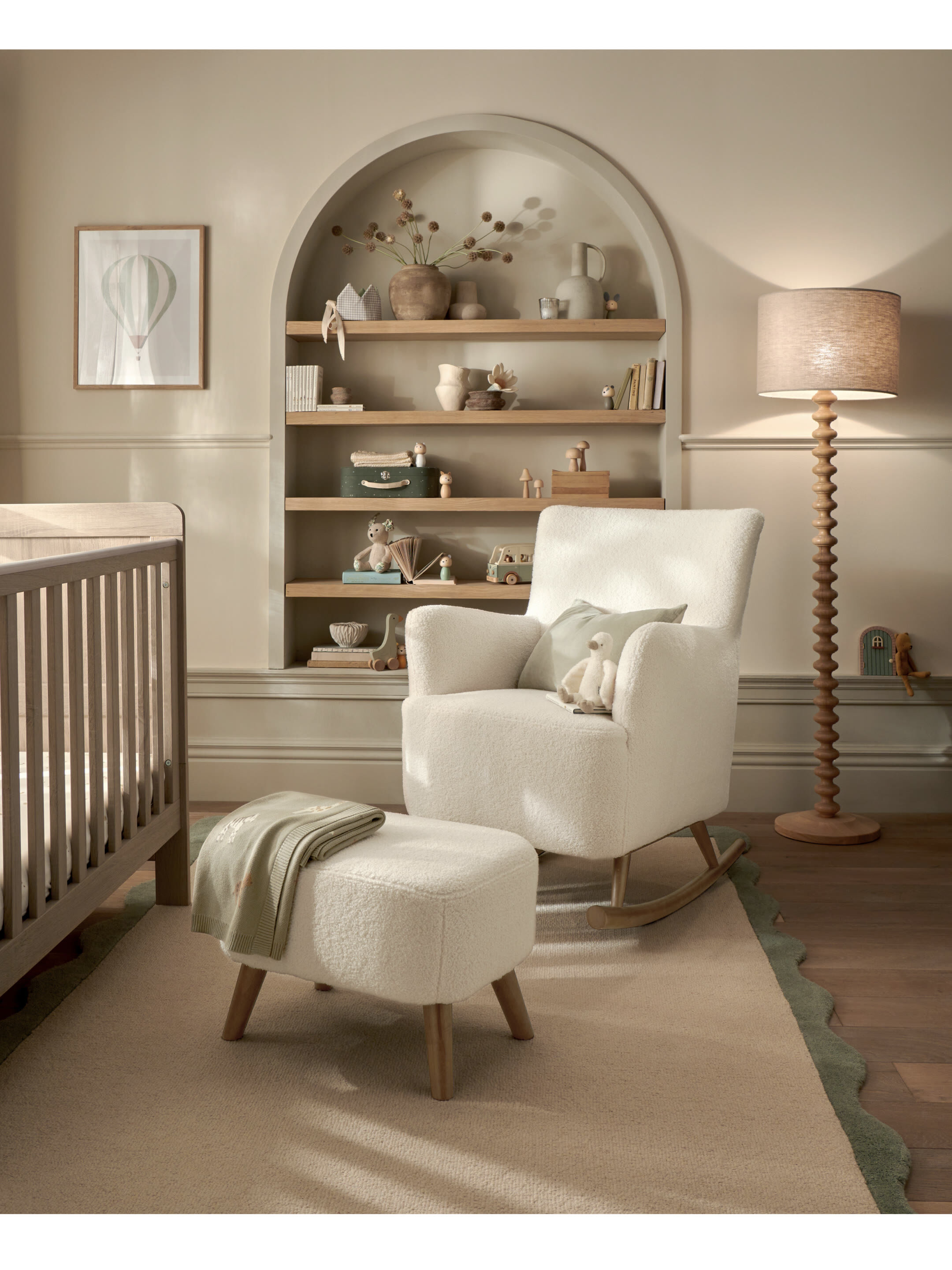 Elwood Nursing Chair & Stool Off White