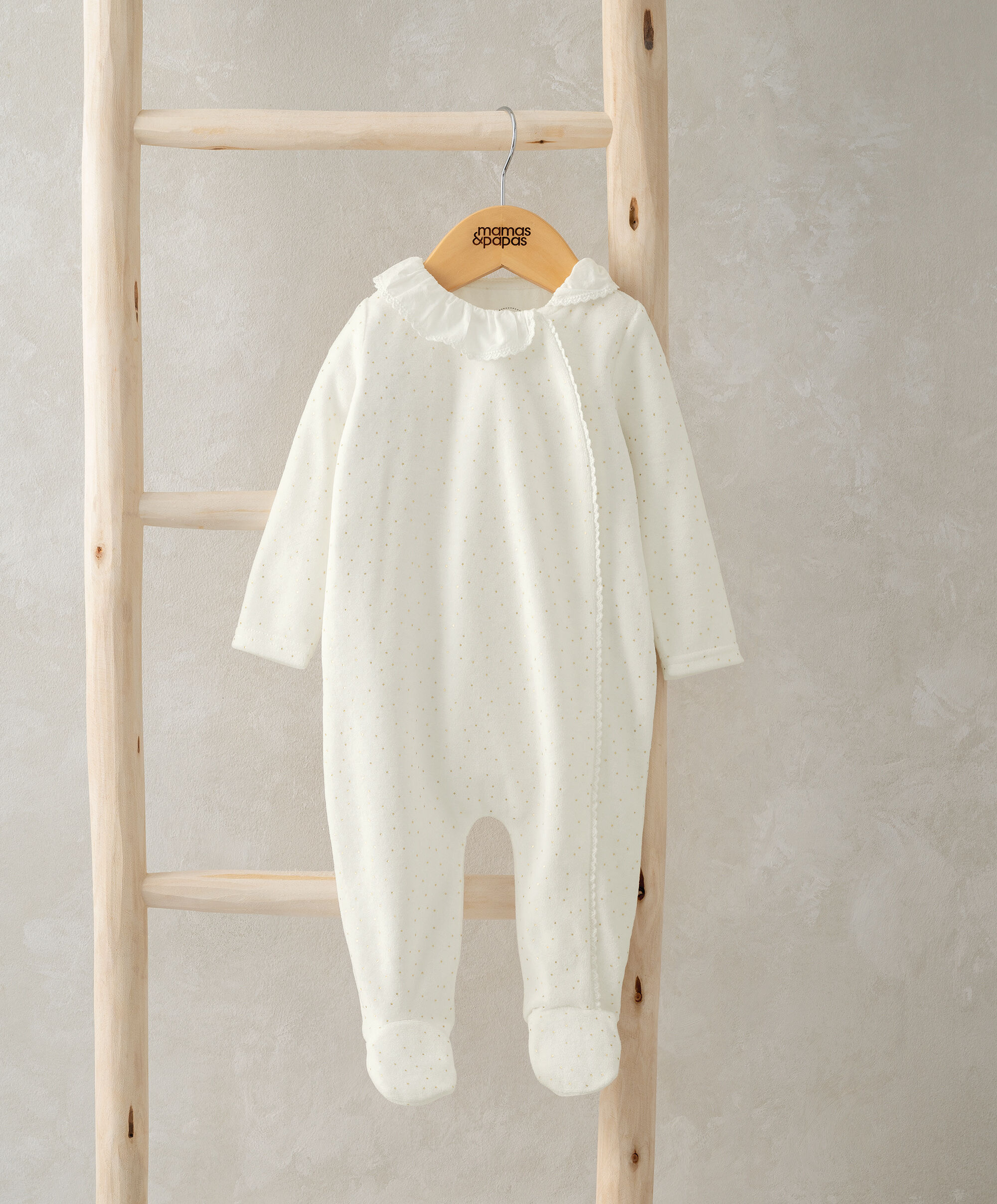 لباس الكل في واحد مخمل بنقشة نقاط ذهبية image number 1