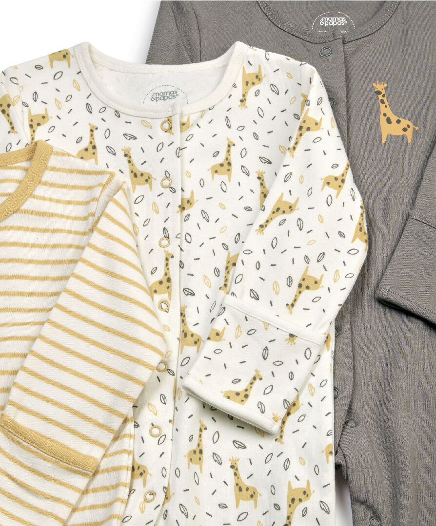 طقم بيجاما قطعة واحدة بنقشة زرافة - 3 قطع image number 2