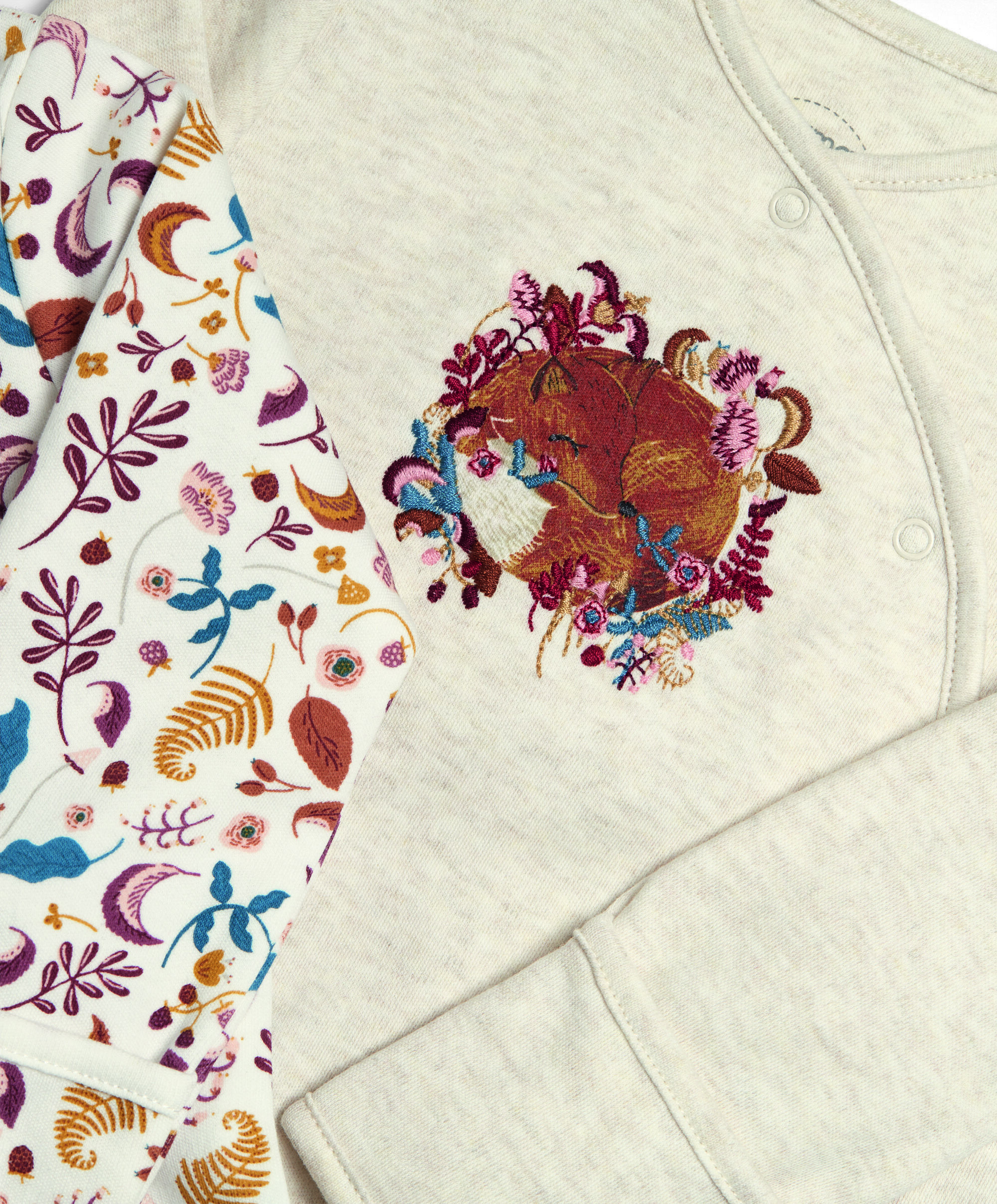 طقم بيجاما قطعة واحدة بنقشة ثعلب - قطعتان image number 4