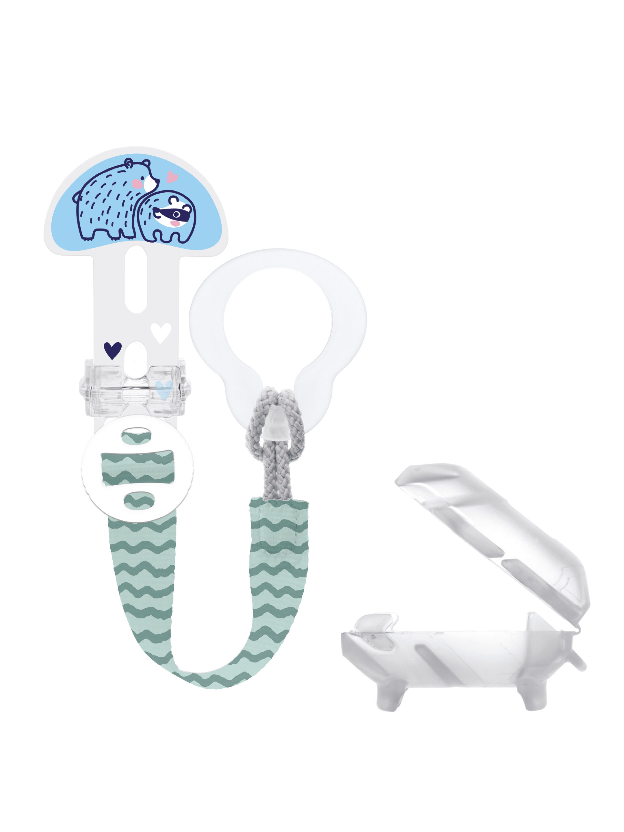 مجموعة مشبك لهاية مام بايبي وغطاء من سن الولادة فأكثر - سي لايف جرين، قطعتين