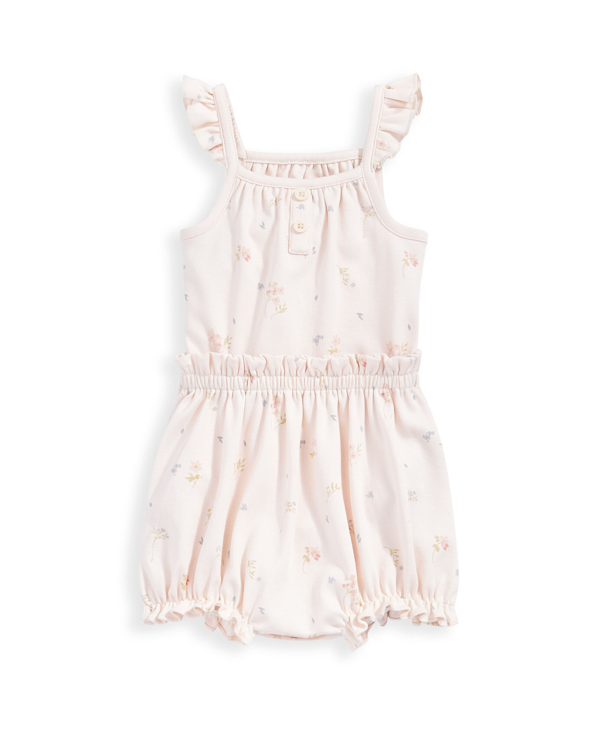 طقم لباس قطعة واحدة وشورت بنقشة زهور - وردي image number 2