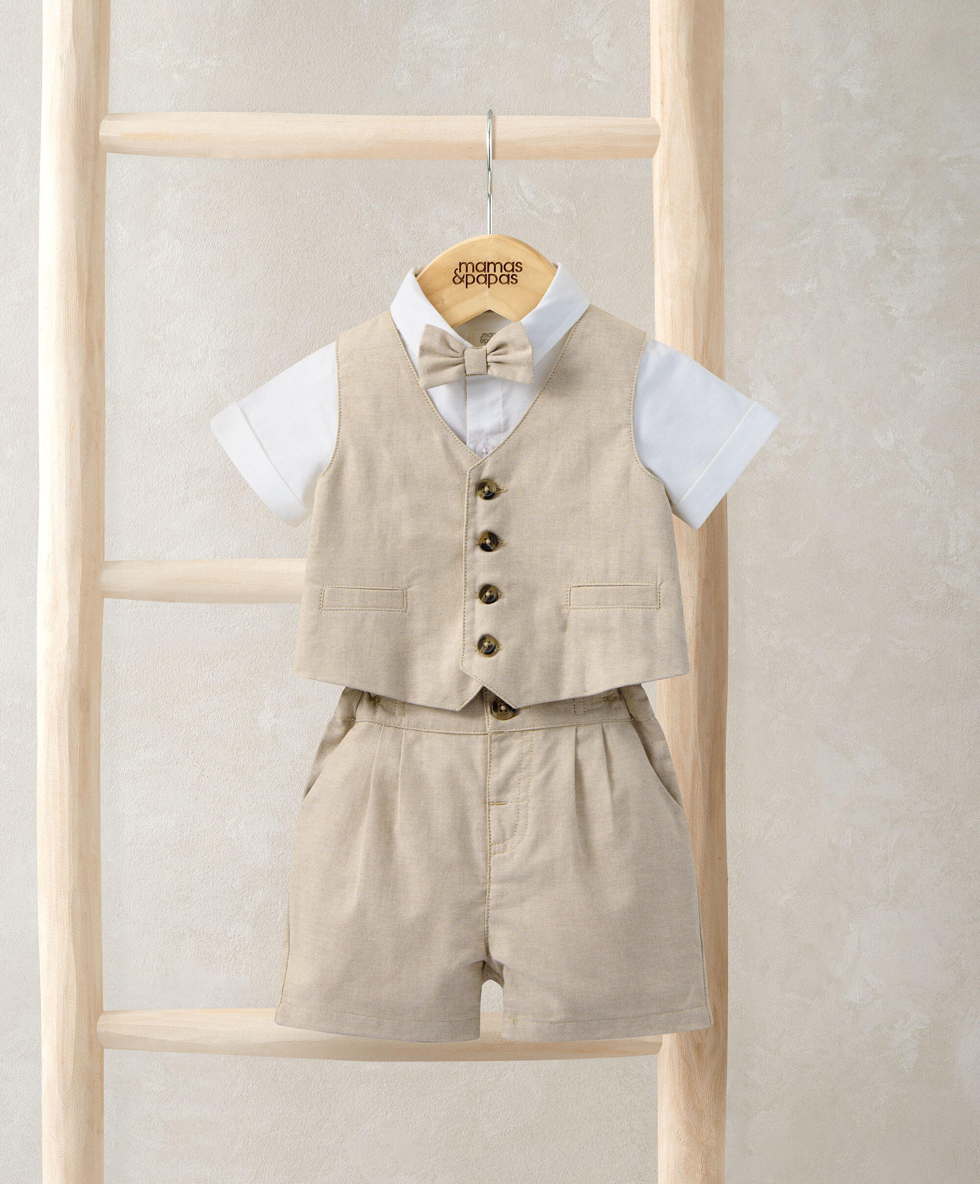 طقم بدلة بلون بني، 4 قطع