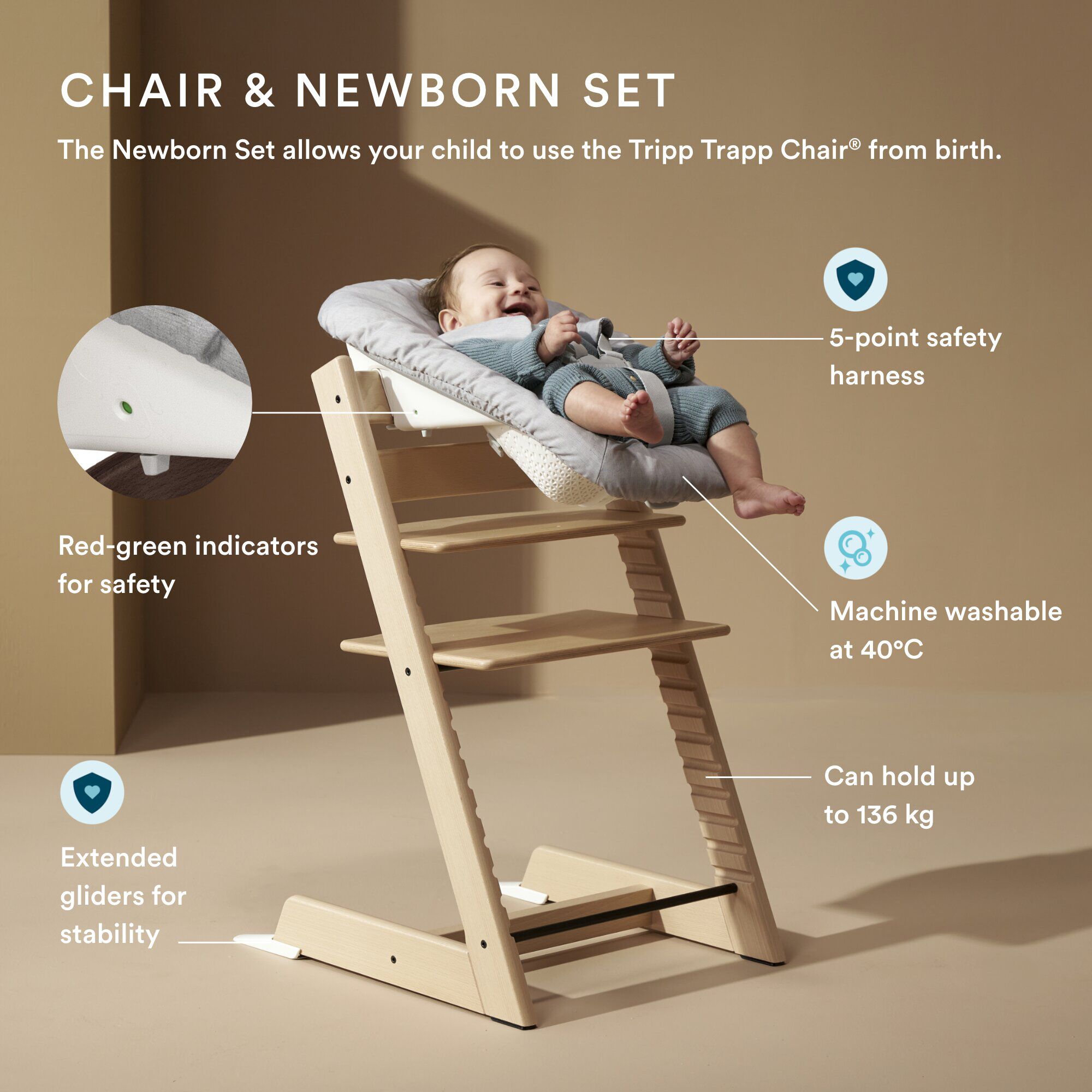 Stokke Tripp Trapp Chair + Baby & Newborn Set Bundle - White (3 pieces) image number 3