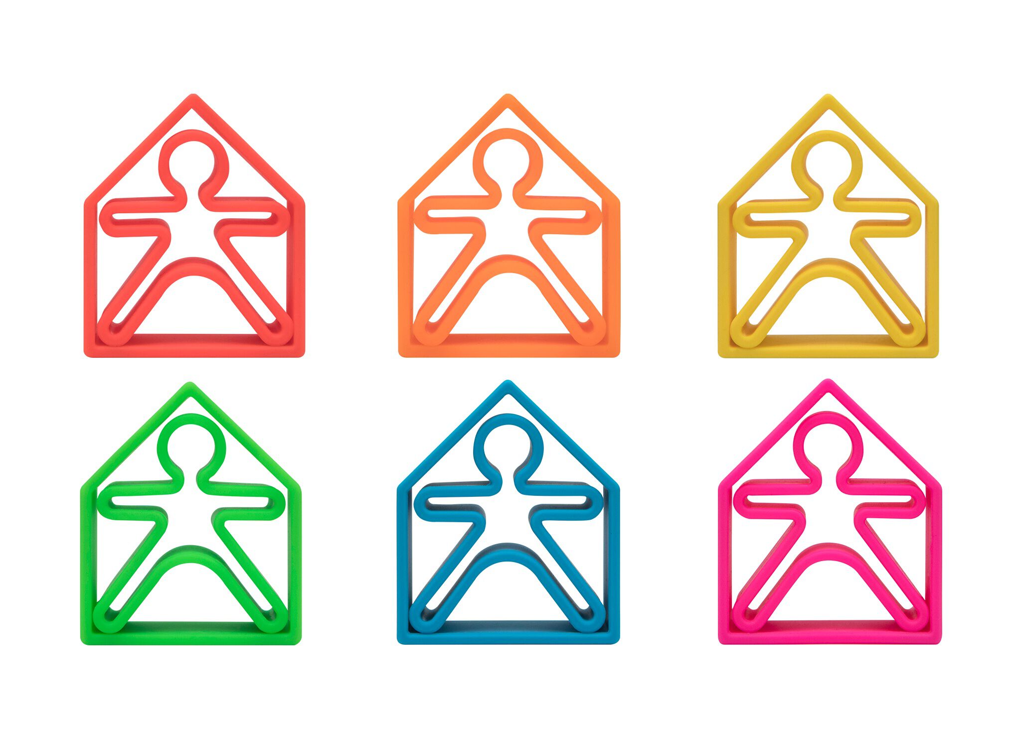 لعبة 6 أطفال + 6 منازل بألوان فاقعة من دينا image number 2