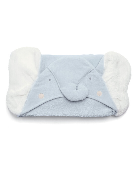 منشفة بغطاء للرأس بتصميم فيل أزرق image number 1
