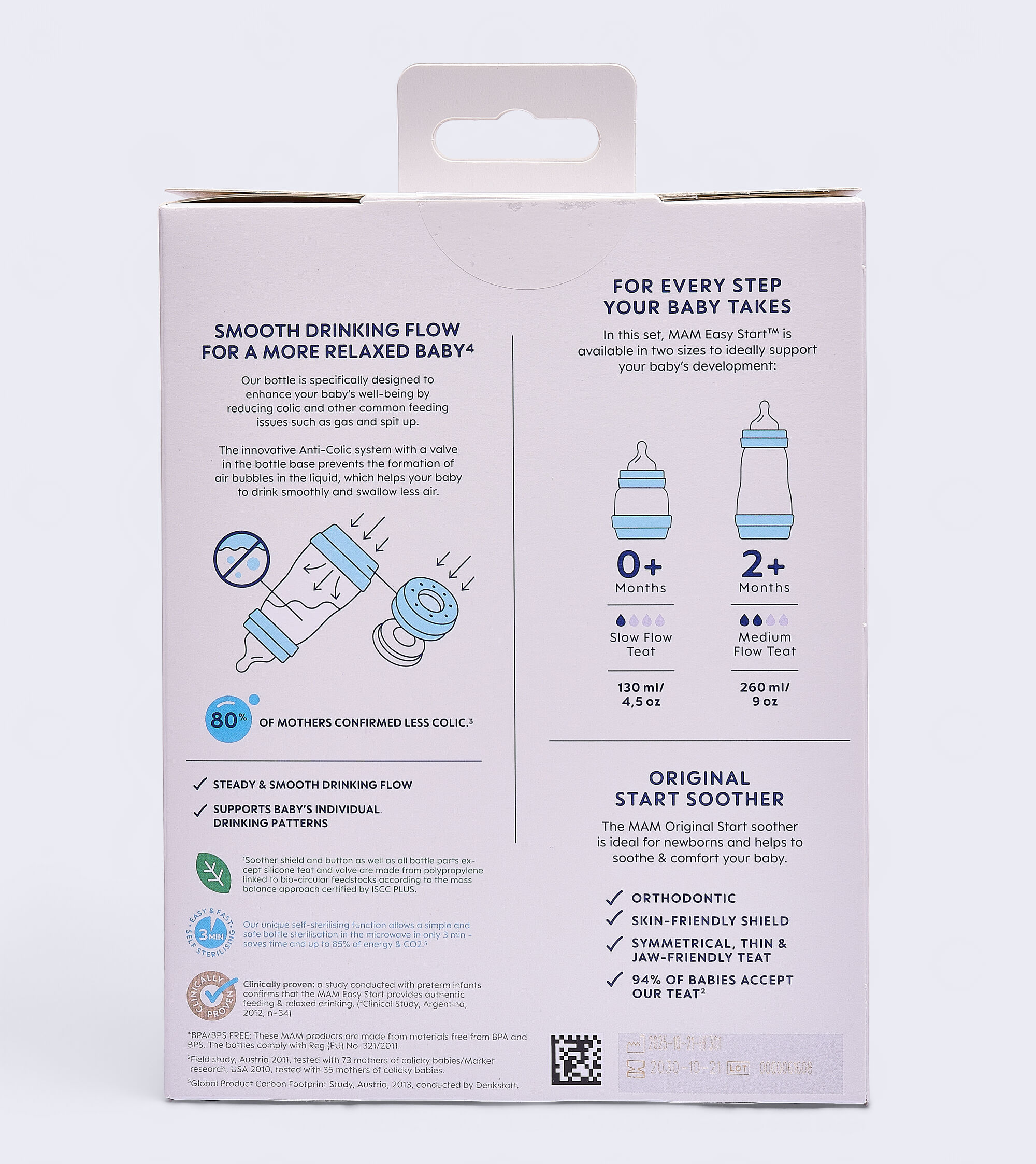 عبوة زجاجة رضاعة مرنة سيليكون مام بيبي إيزي ستارت مضادة للمغص - من سن الولادة فما فوق | سي لايف بلو - 3 قطع image number 7