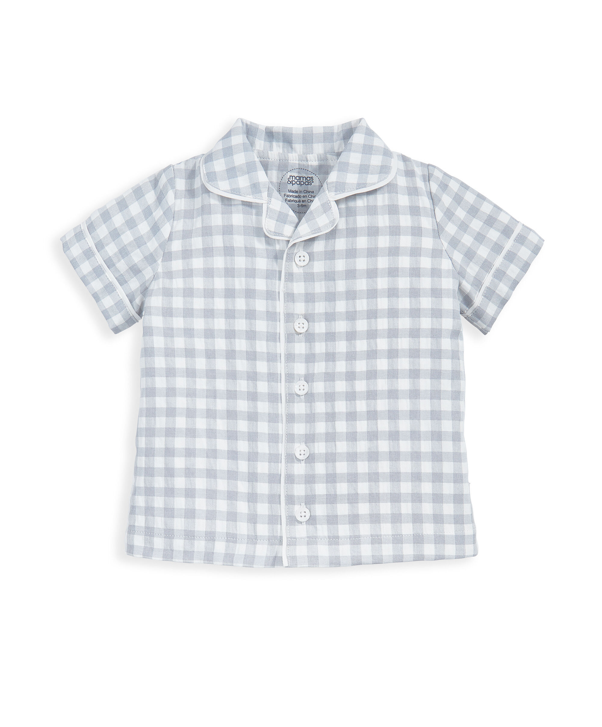 طقم بيجاما بنقشة مربعات غينغهام بلون أزرق - قطعتان image number 3