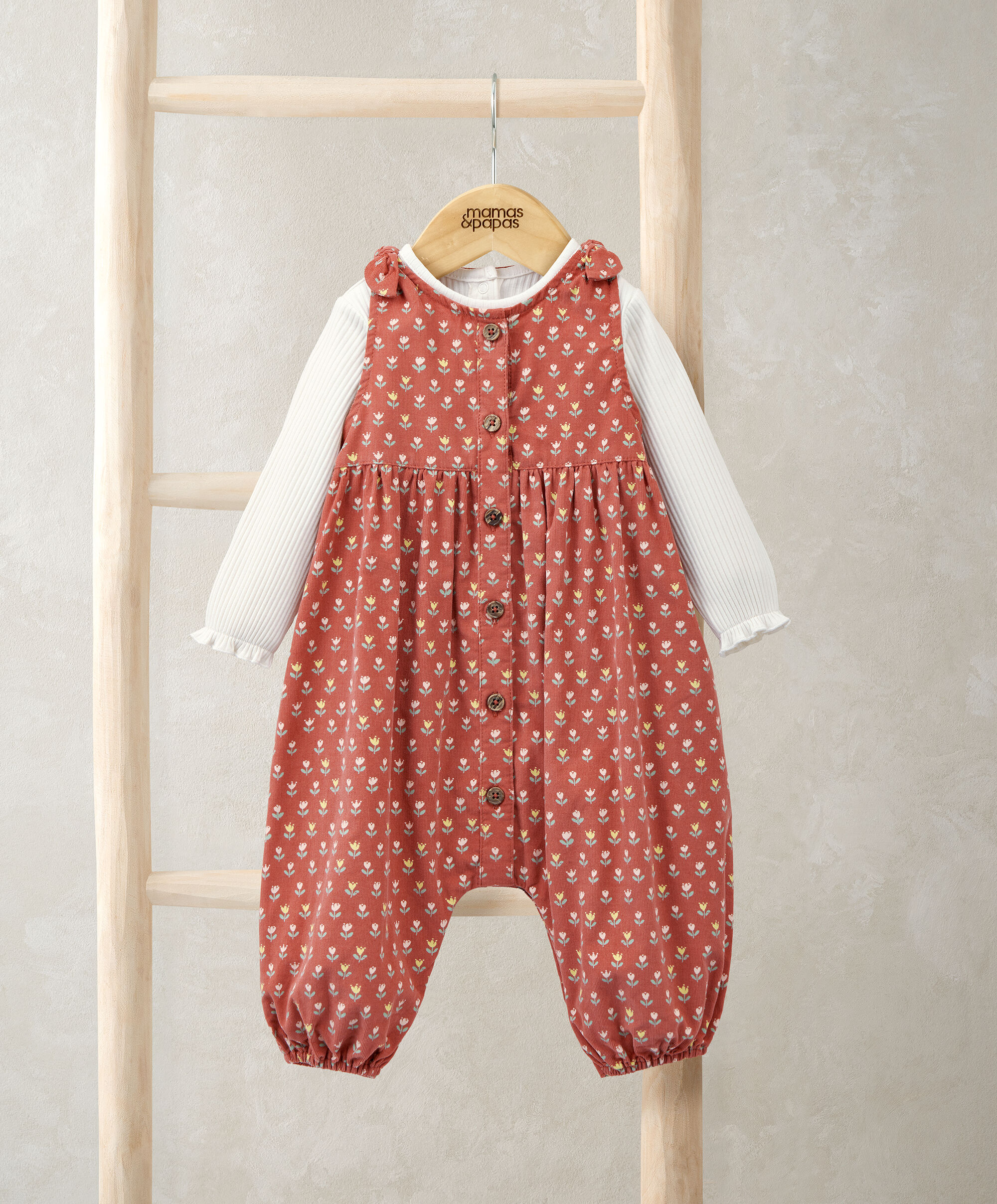 طقم أفرول بنقشة زهور وبودي سوت، 2 قطع