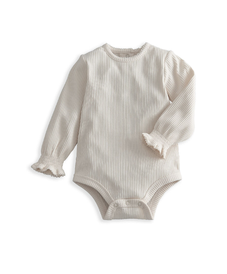 Cream Picot Trim Bodysuit image number 2