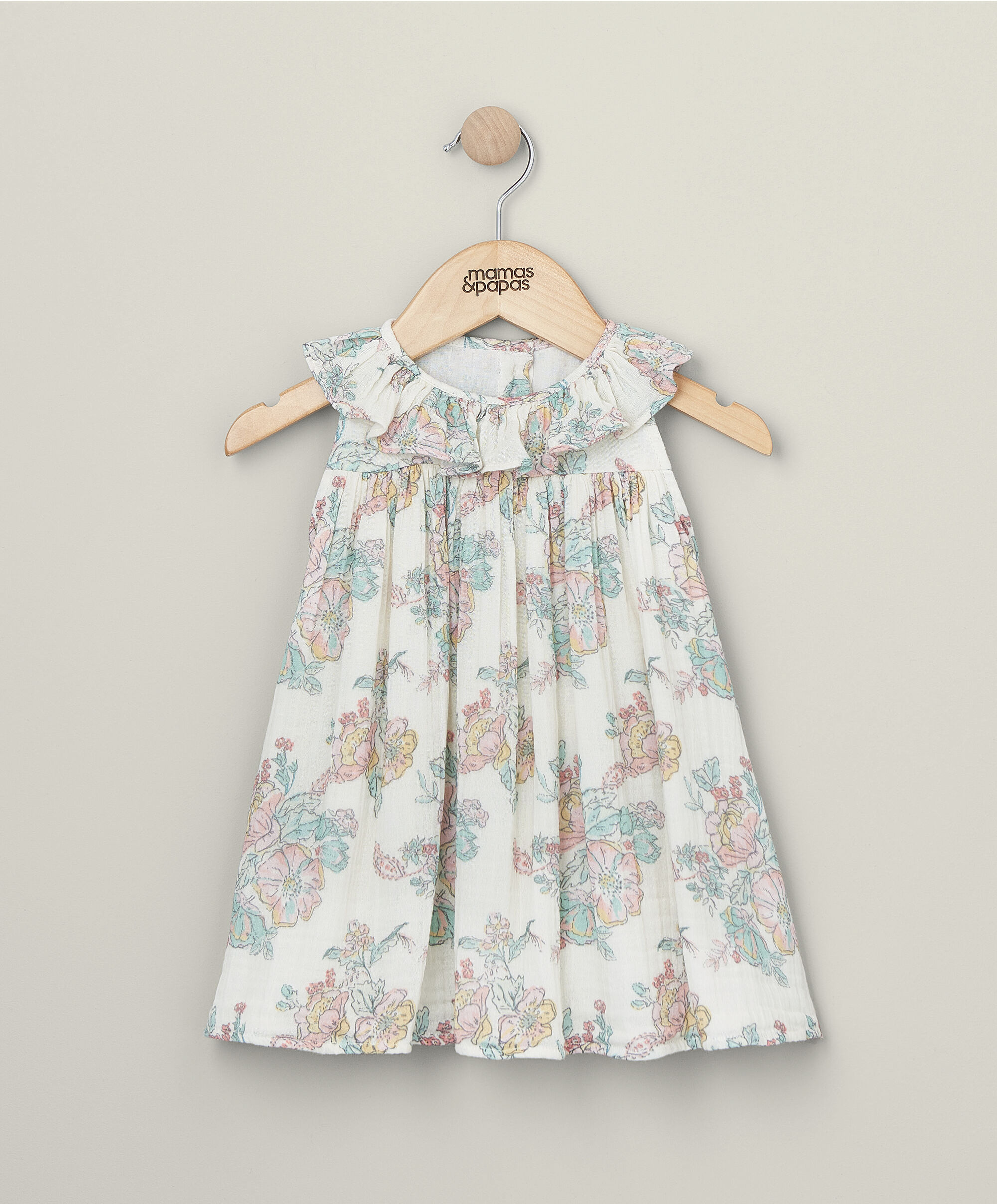 فستان بنقشة زهور وياقة بحافة صدفية image number 1