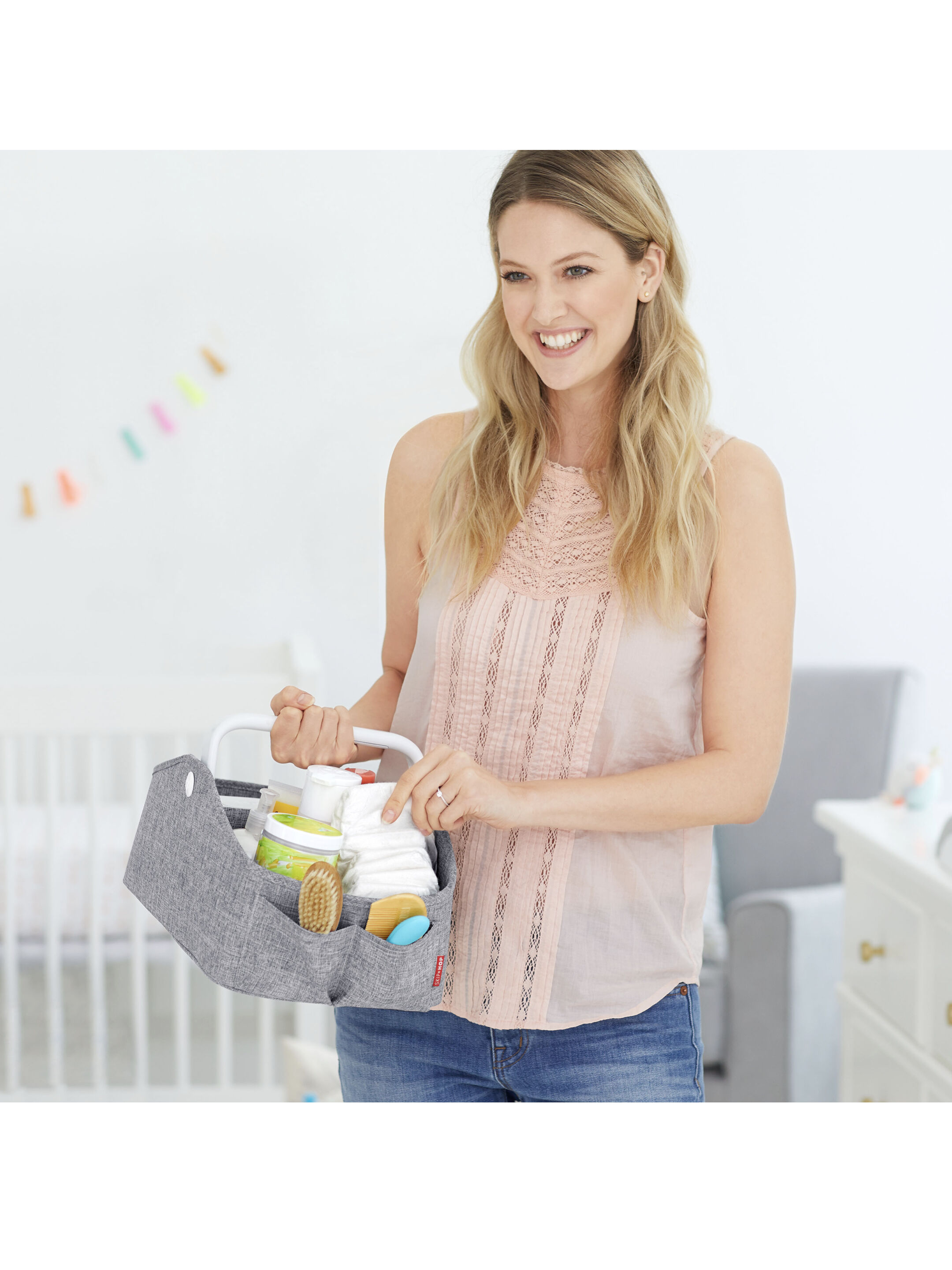 سلة حفاضات بإضاءة من سكيب هوب - رمادي image number 5