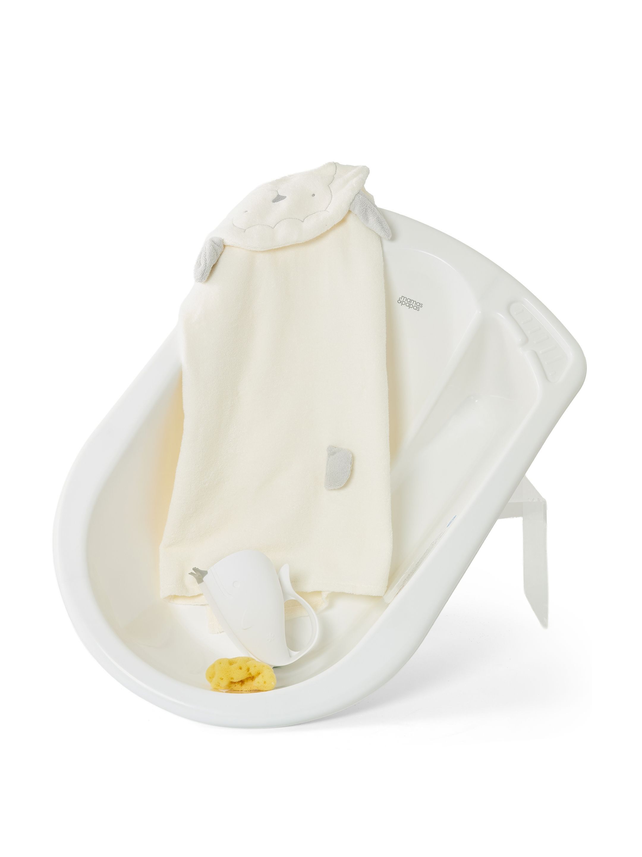 Bath Set - 2-Stage Bath with Lamb Hooded Towel, Rinser & Fine Silk
