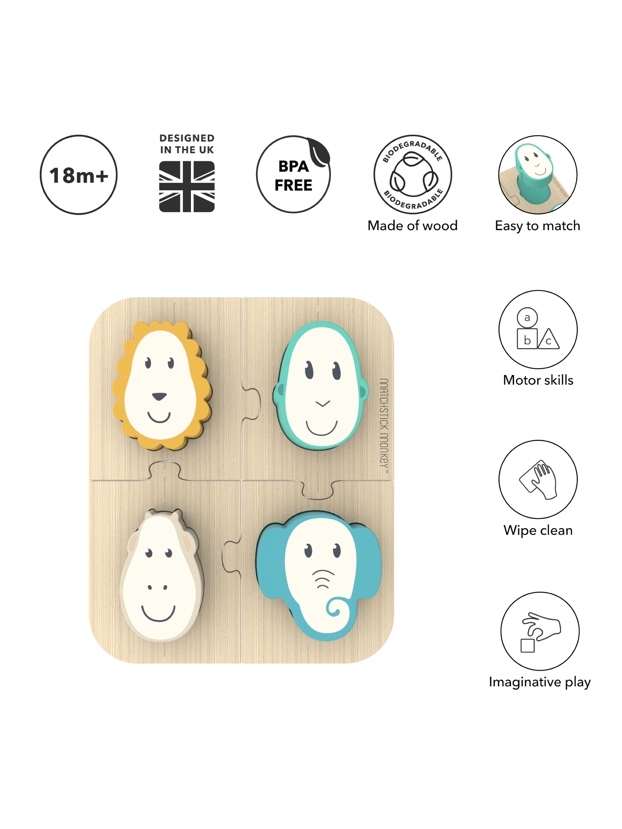 لعبة أحجية وتوصيل الحيوانات من ماتشستيك مونكي image number 3