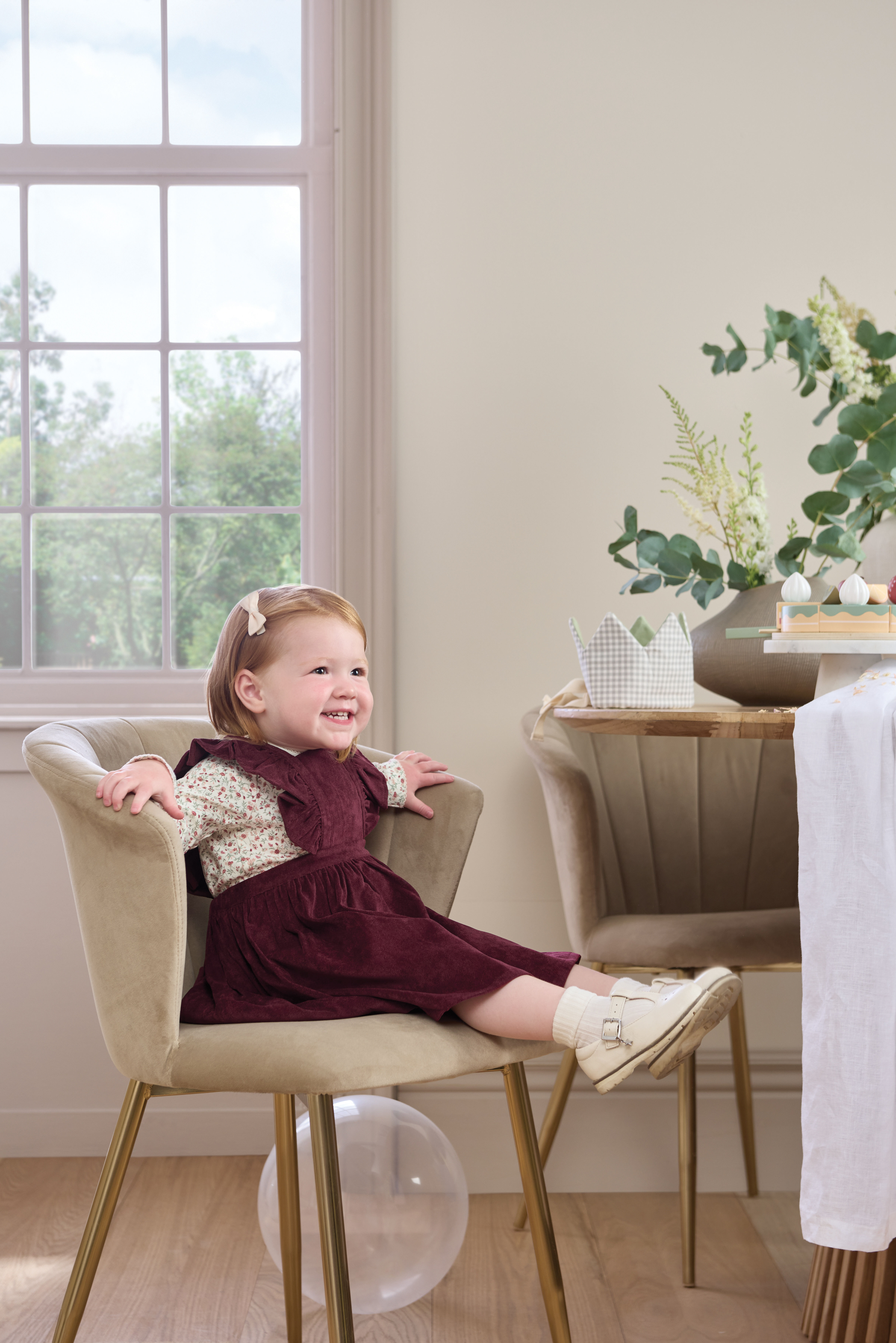 طقم لباس قطعة واحدة بنقشة زهور وفستان بتصميم مريلة - قطعتان image number 7