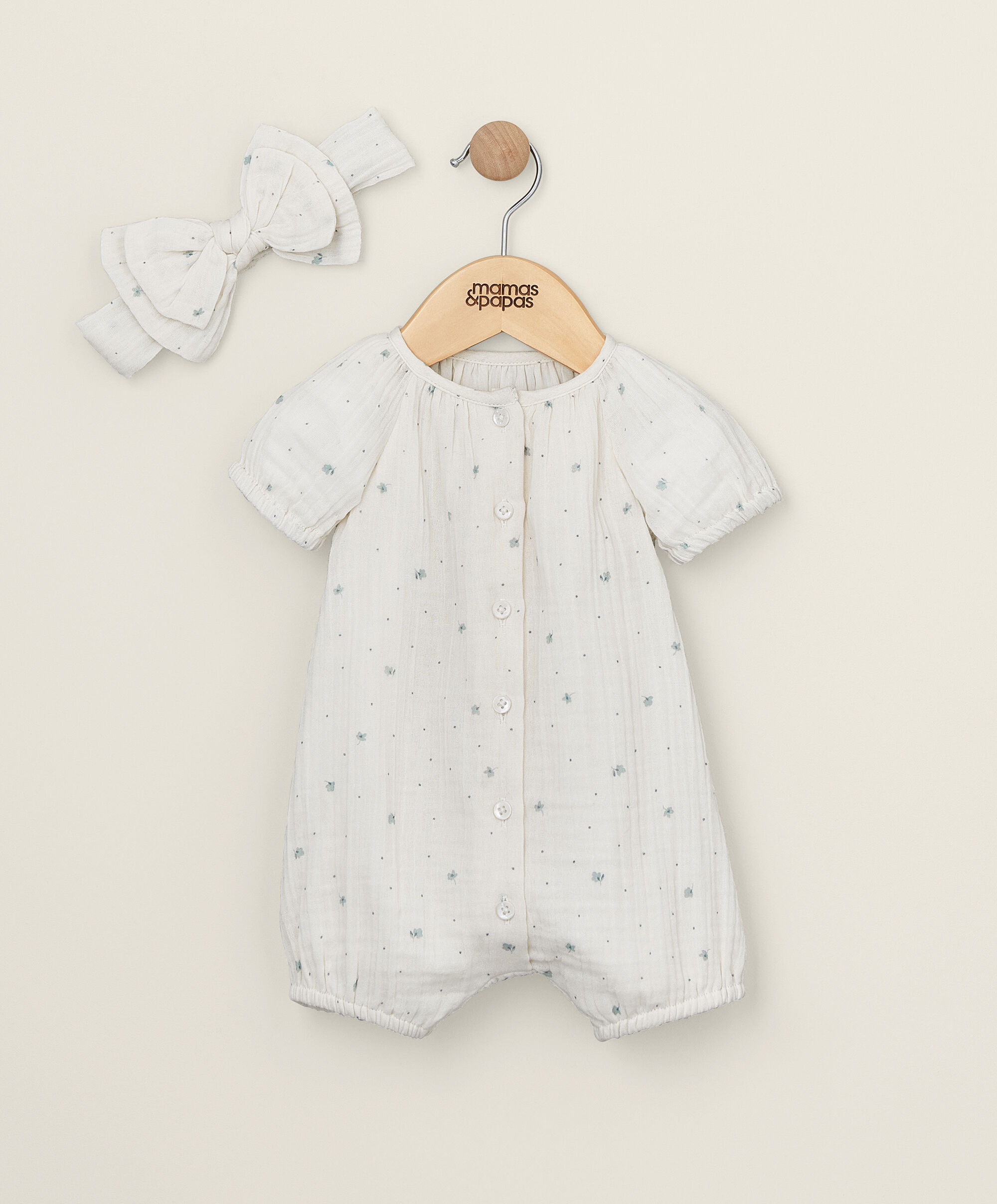 طقم رومبر وطوق رأس بنقشة زهور - وردي image number 1