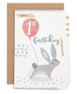 بطاقة - تحمل صورة أرنب وعبارة 1st Birthday