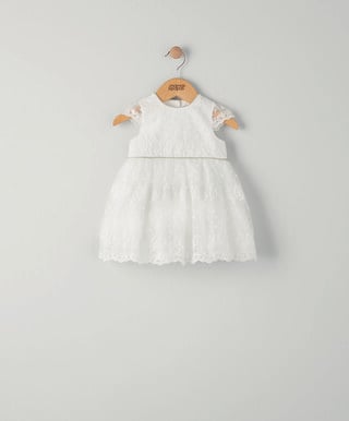 فستان أورجانزا مطرز - أبيض
