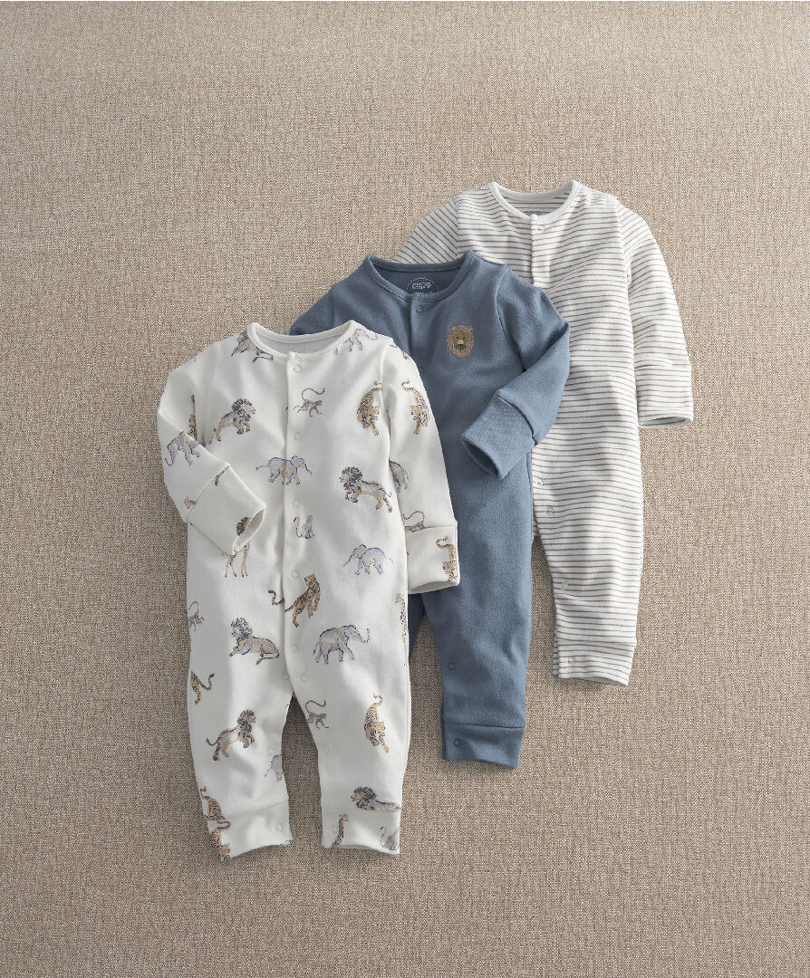 3Pk Safari Adventures Sleepsuits image number 1