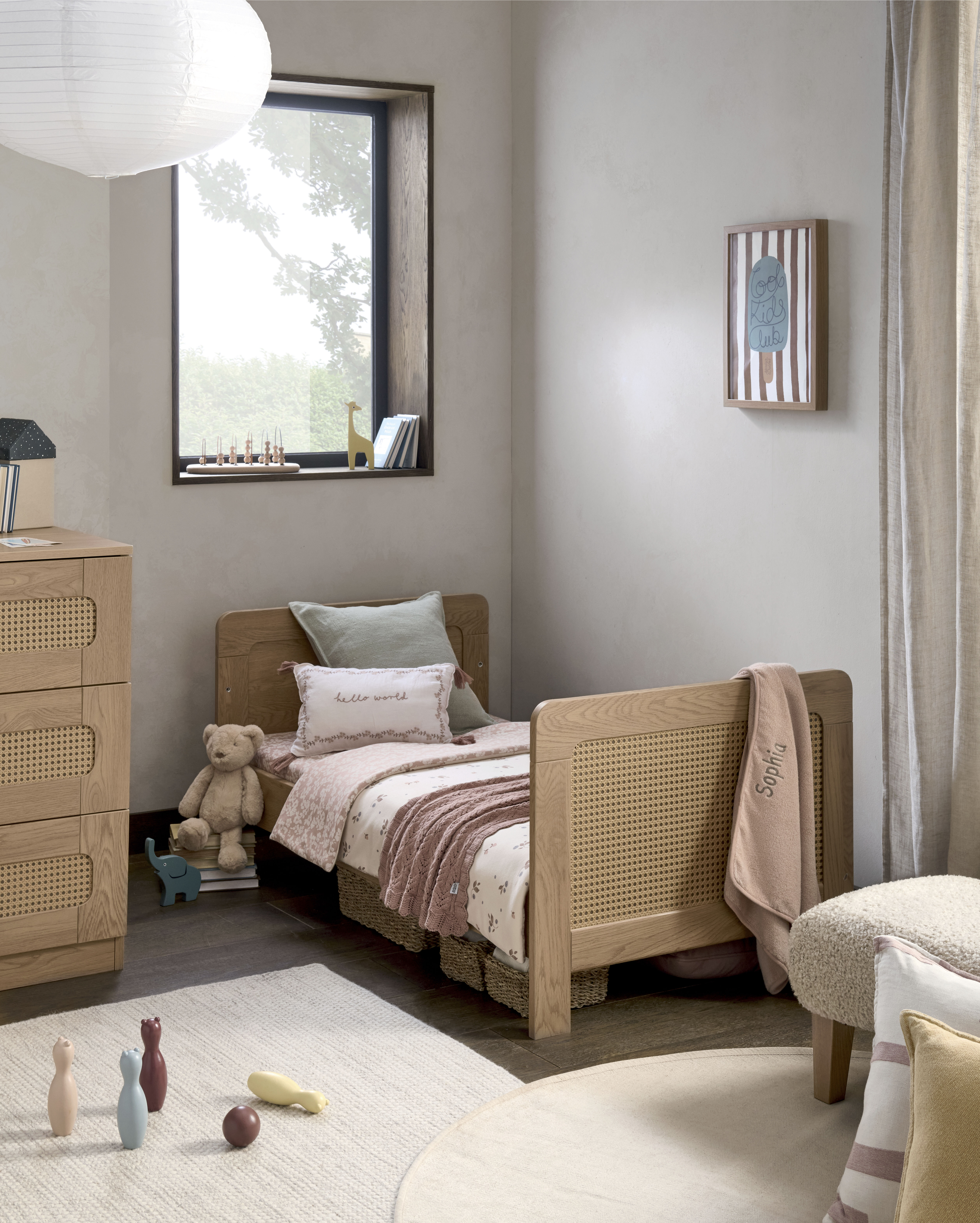 مجموعة مهد وخزانة ملابس إسنا قطعتين- راتان image number 3