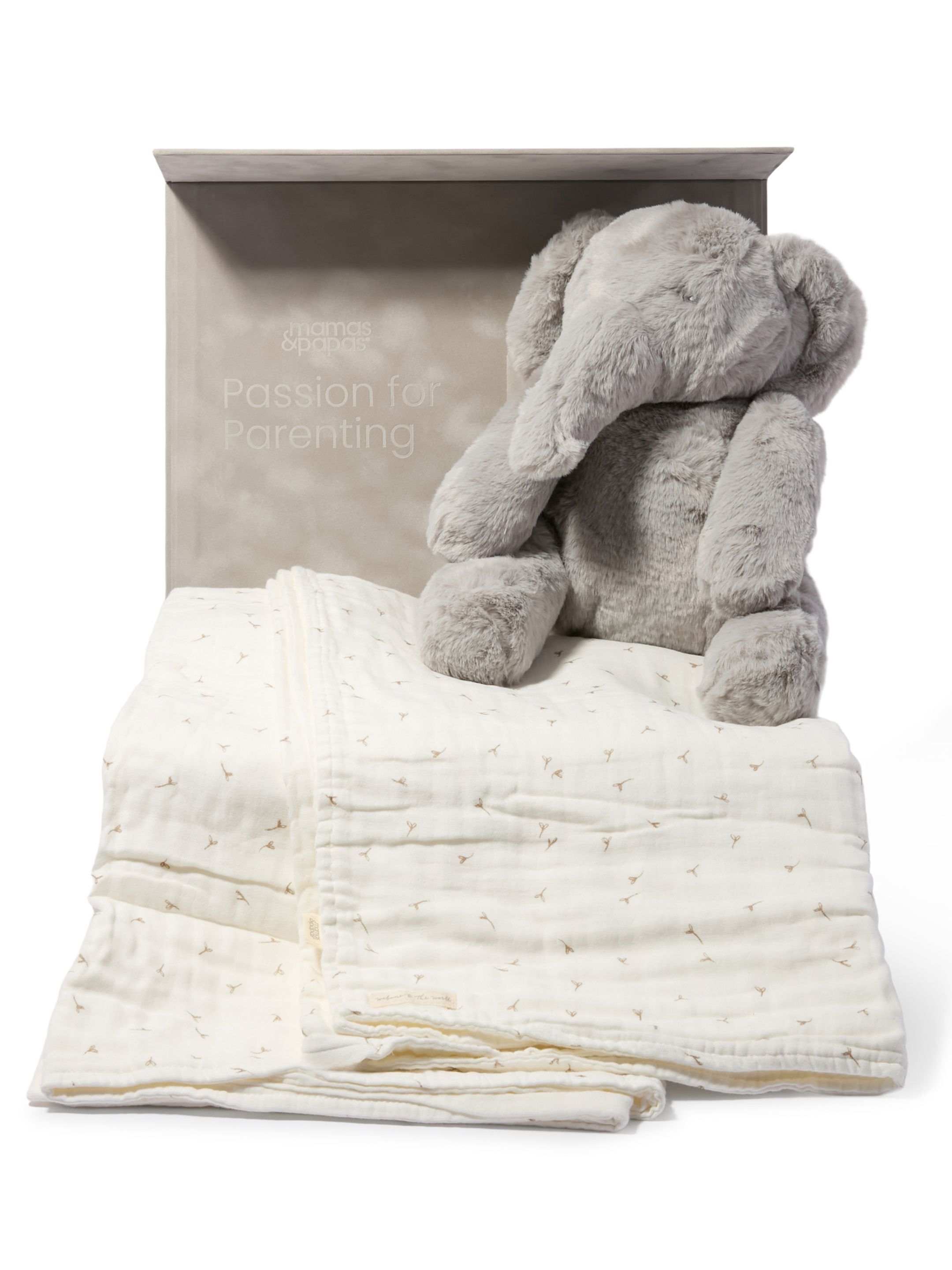 Muslin Gift Set - Seed Muslin Blanket with Archie Elephant Soft Toy