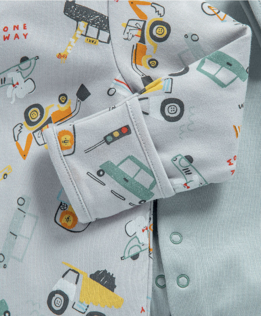 طقم بيجاما قطعة واحدة بنقشة وسائل مواصلات- 3 قطع image number 4