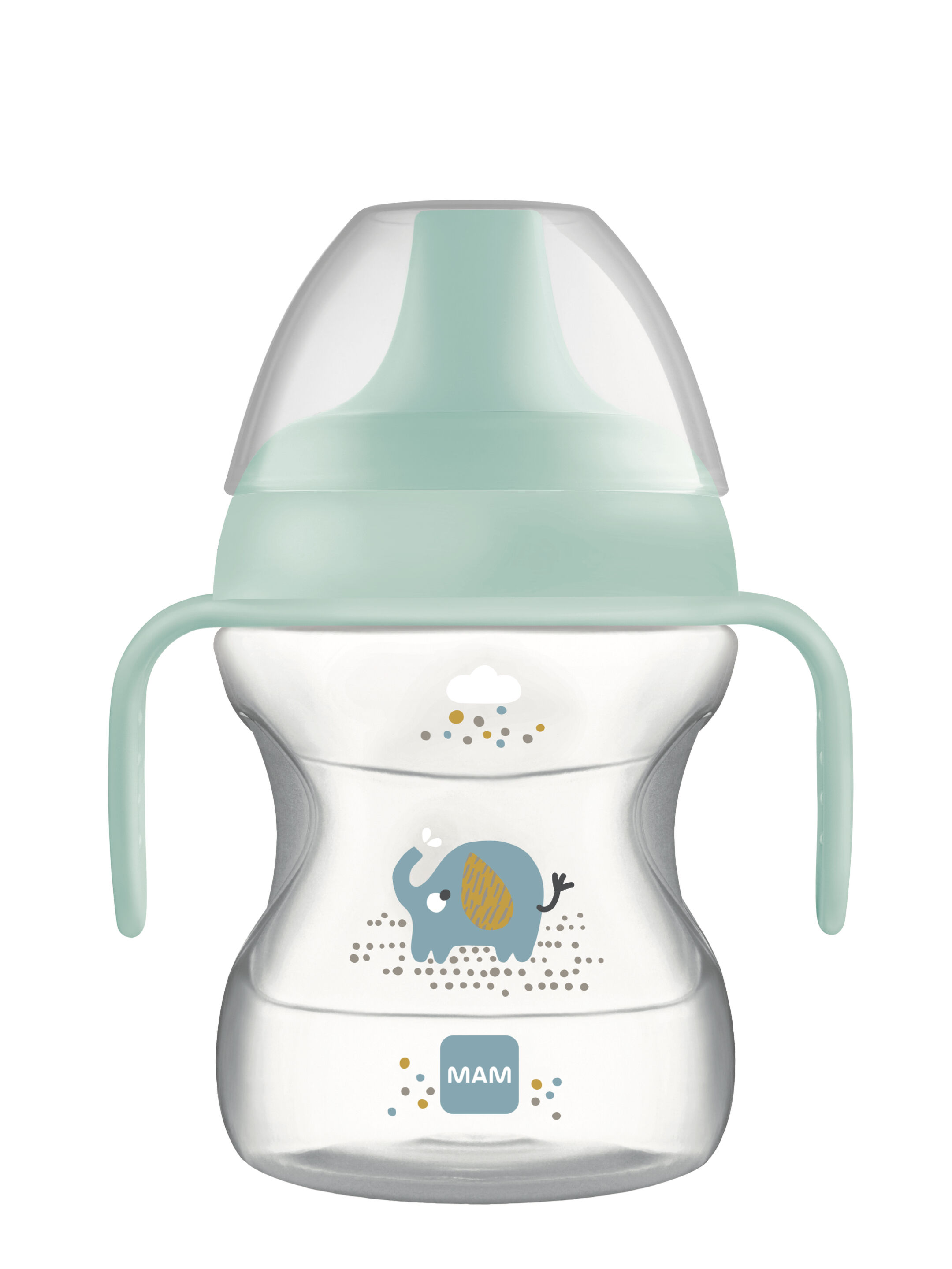كوب مام بيبي لتعليم الشرب للأطفال سيليكون - 6 أشهر فما فوق | بطبعة حيوانات برية، أزرق - 190 مل - عبوة من قطعة واحدة