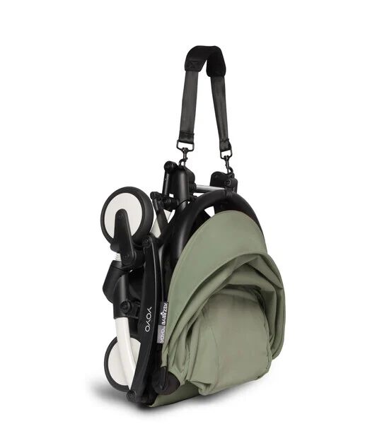 عربة أطفال بيبي زن يويو2 بهيكل أبيض ومجموعة مقعد عربة لعمر 6 شهور فأكثر أخضر زيتوني image number 3