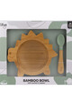 وعاء بامبو عضوي 250 ملل بقاعدة شفط + ملعقة من سيترون - أخضر بتصميم ديناصور image number 4