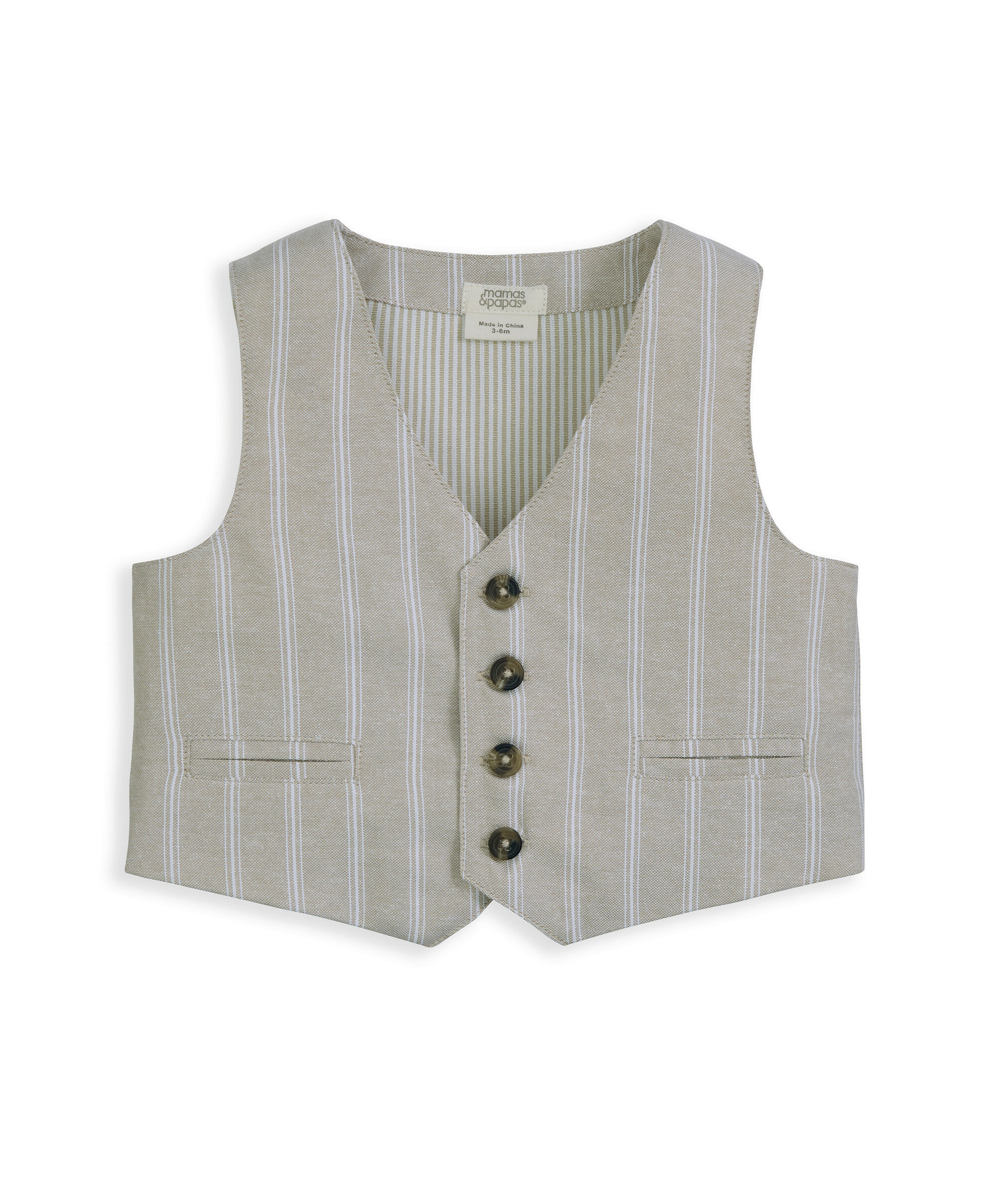 بدلة مخططة باللون البيج، ثلاث قطع image number 4