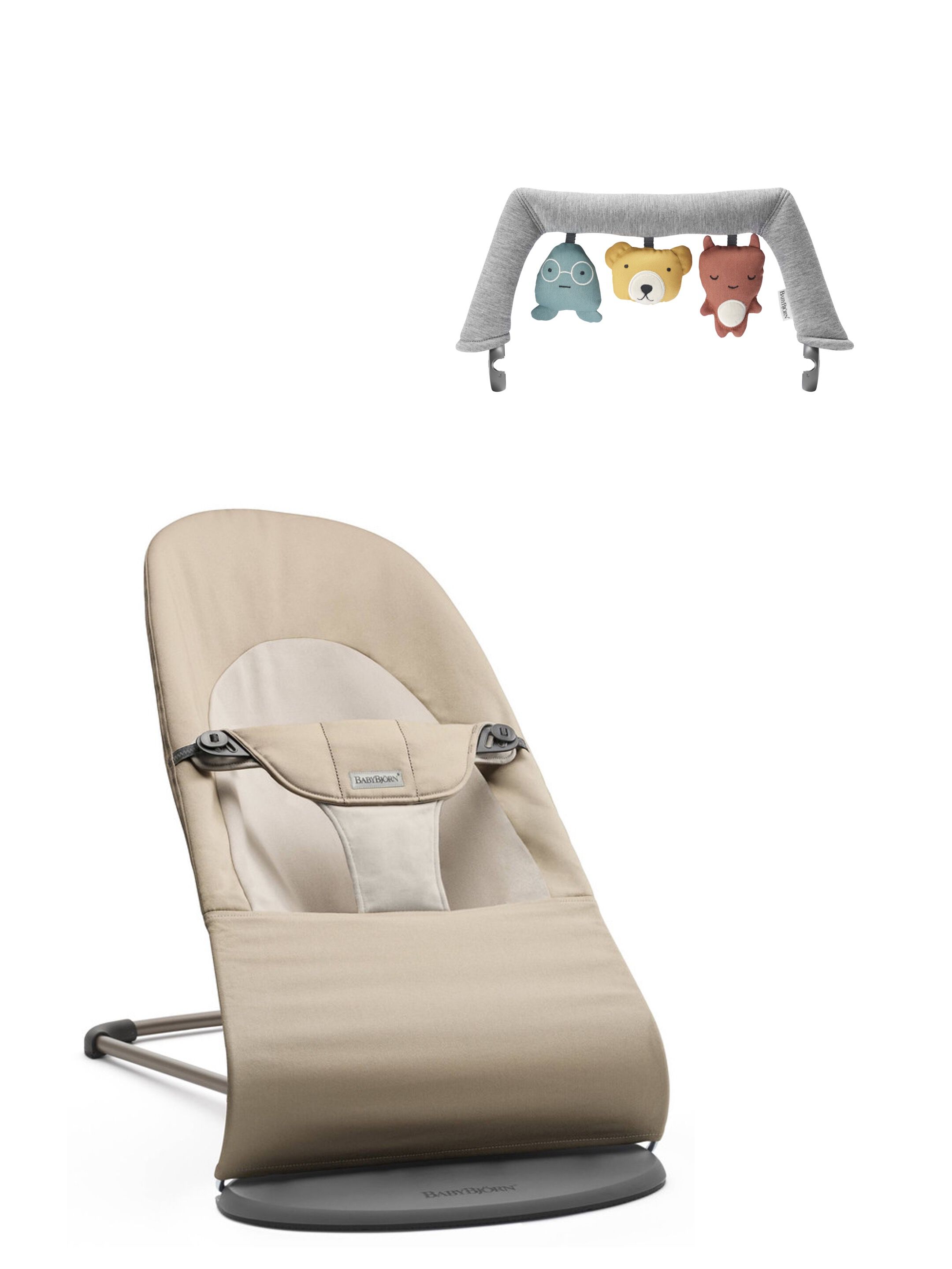 مجموعة كرسي هزاز بيبي بيورن ولعبة متعددة الألوان، قطعتين