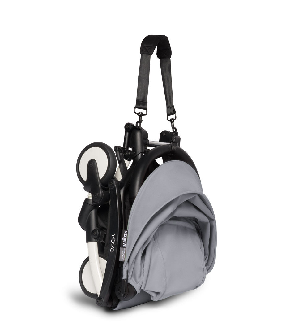 عربة أطفال بيبي زن يويو2 بهيكل أبيض ومجموعة مقعد عربة لعمر 6 شهور فأكثر بلون رمادي image number 3