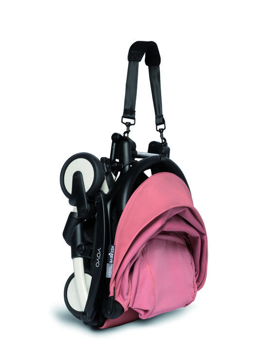 عربة أطفال بيبي زن يويو2 بهيكل أبيض ومجموعة مقعد عربة لعمر 6 شهور فأكثر وردي image number 3