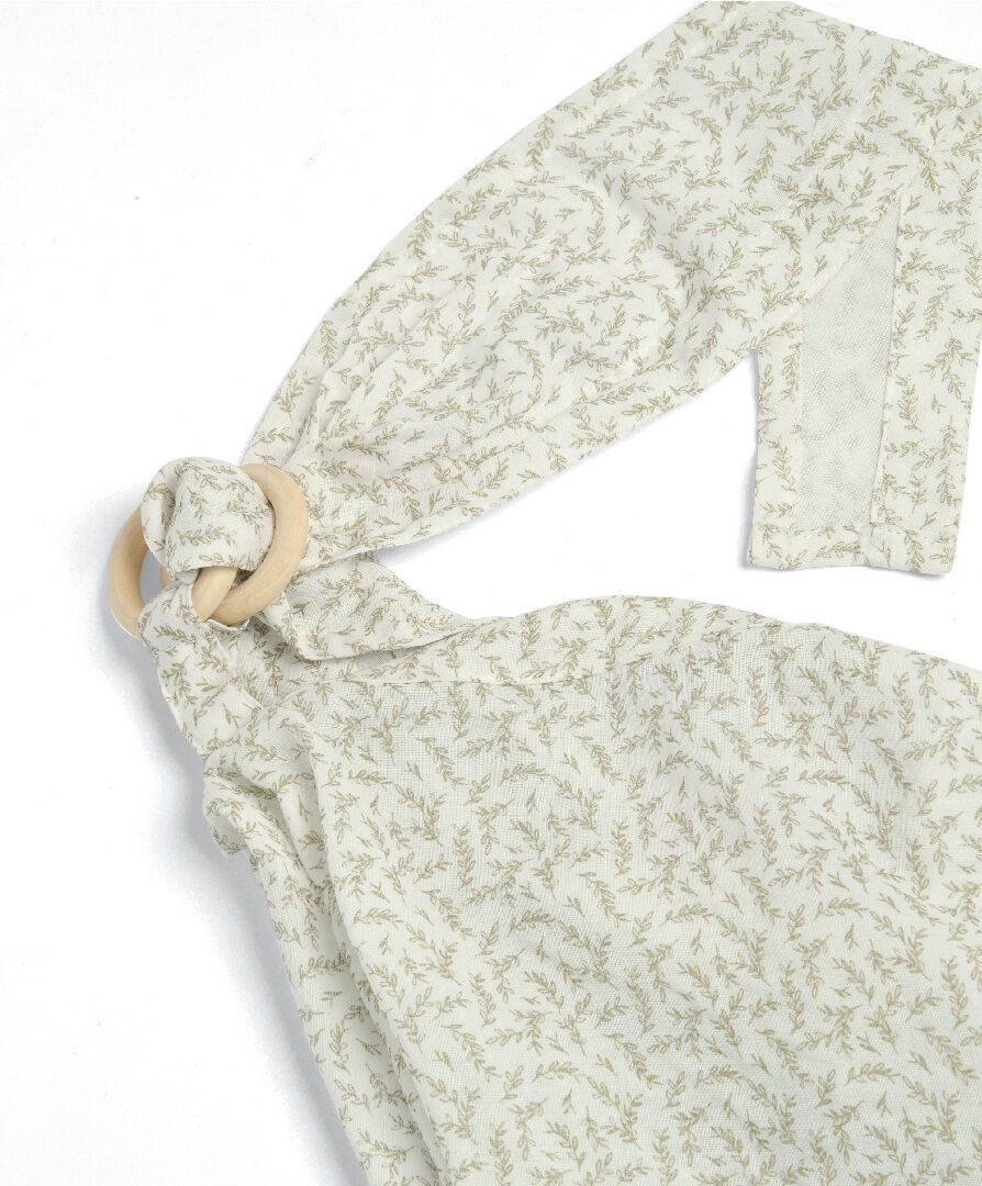 غطاء رضاعة بطبعة أوراق شجر موسلين image number 2