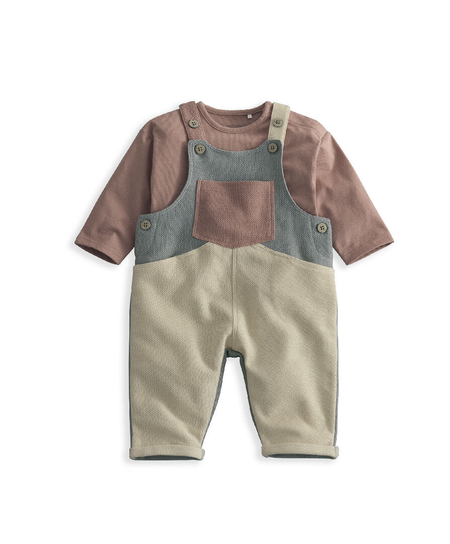 2pc Colour Block Dungaree Set image number 4