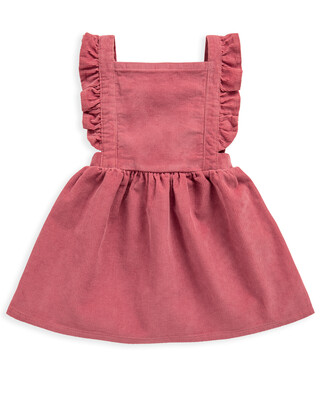 فستان بتصميم مريلة مضلع - وردي