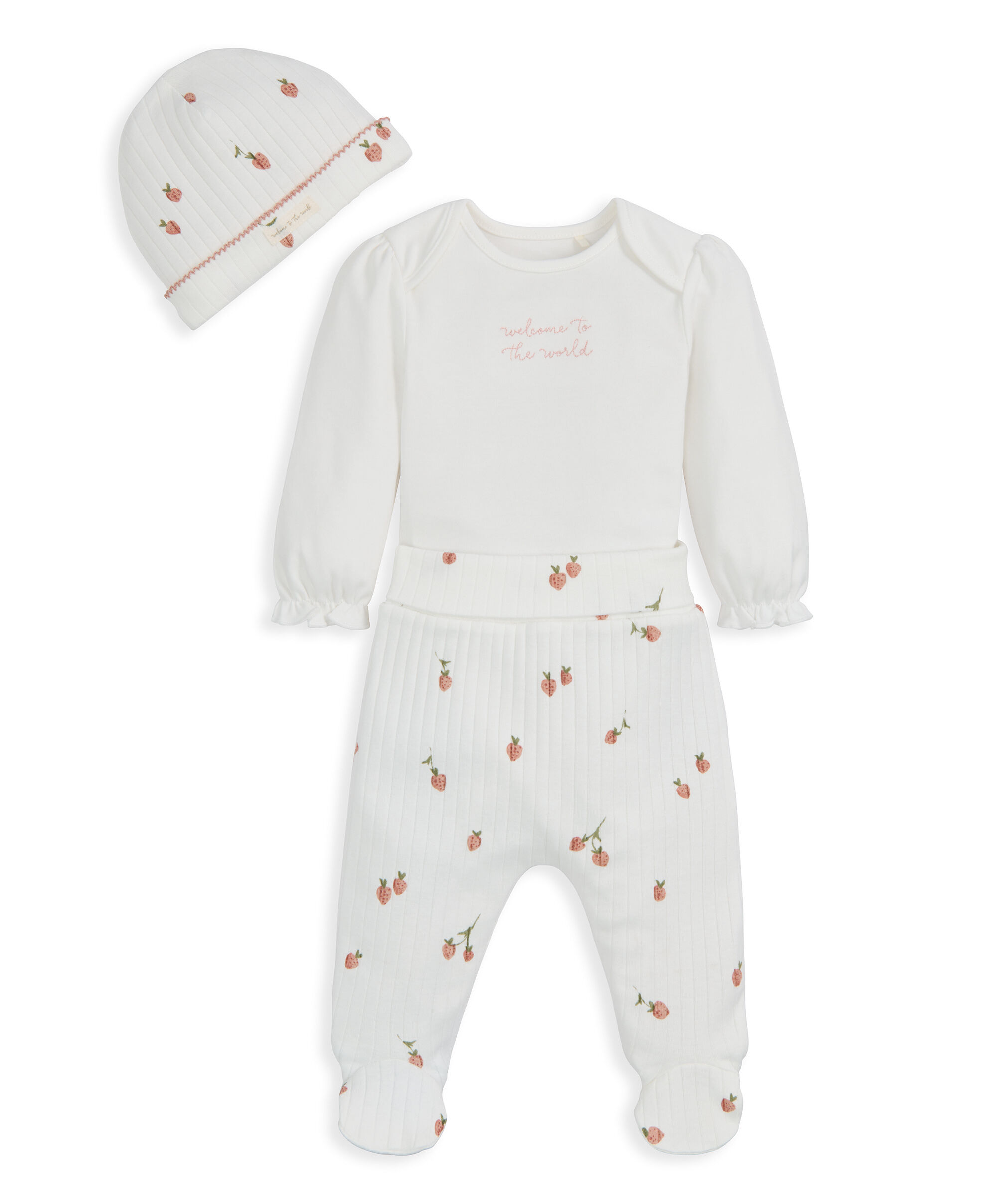 طقم بودي سوت بنقشة فراولة لغينغز، وقبعة image number 2