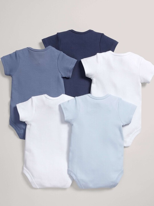 Short Sleeved Blue Bodysuits (5 Pack) image number 2