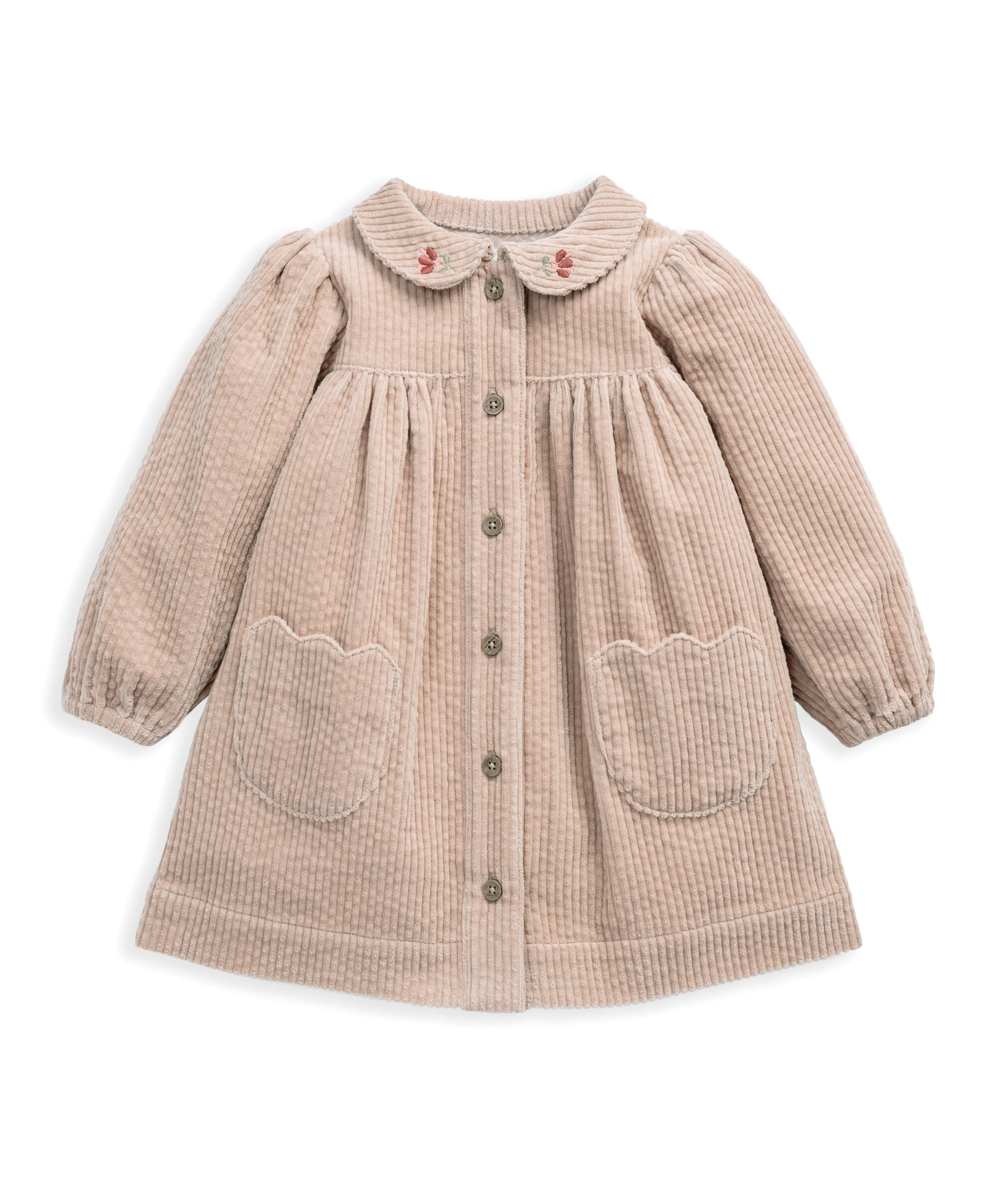 فستان بياقة قطن مخملي مضلع image number 2