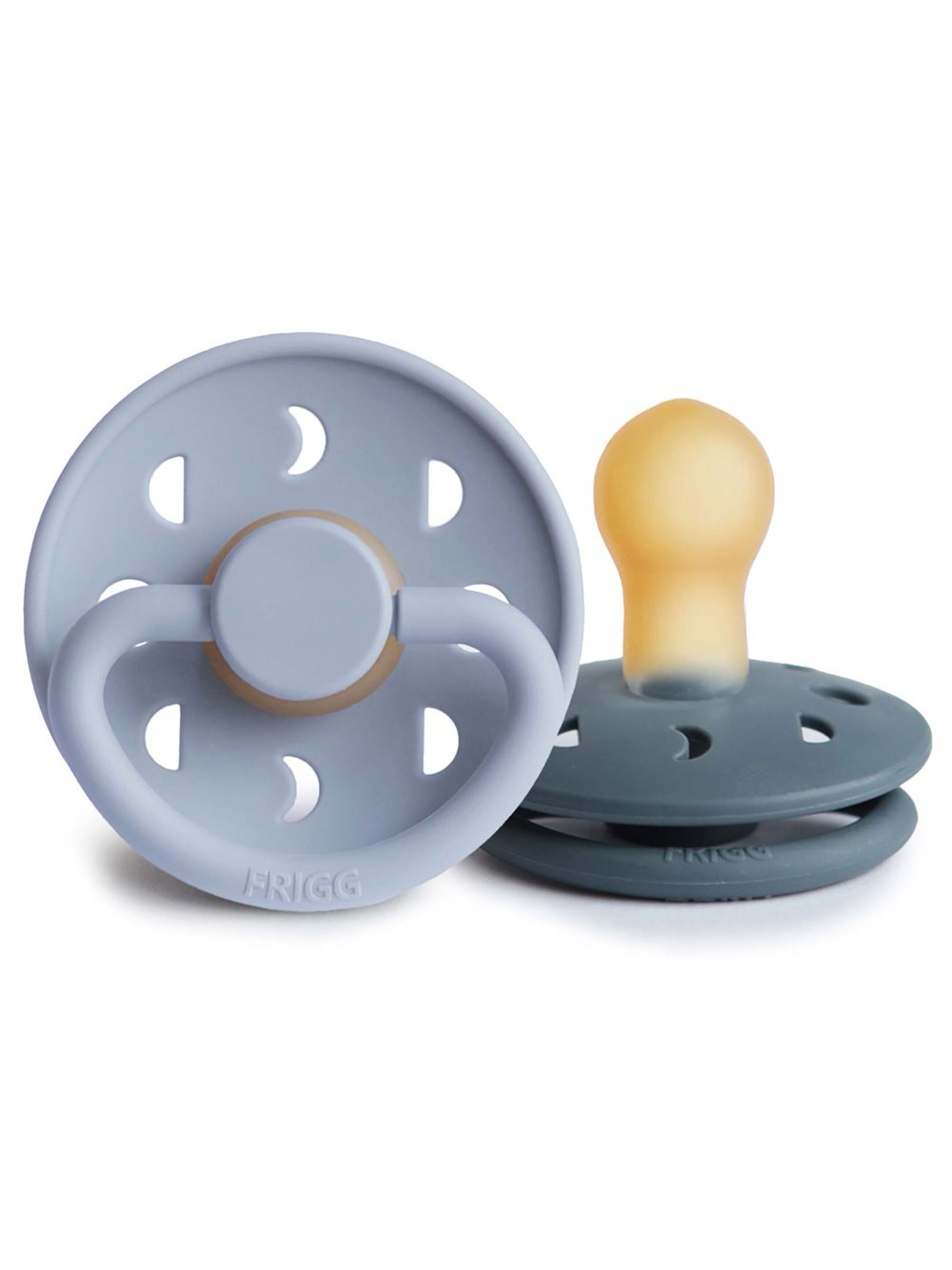 FRIGG Moon Phase Latex Baby Pacifier 0-6M 2-Pack Powder Blue/Slate - Size 1 image number 1