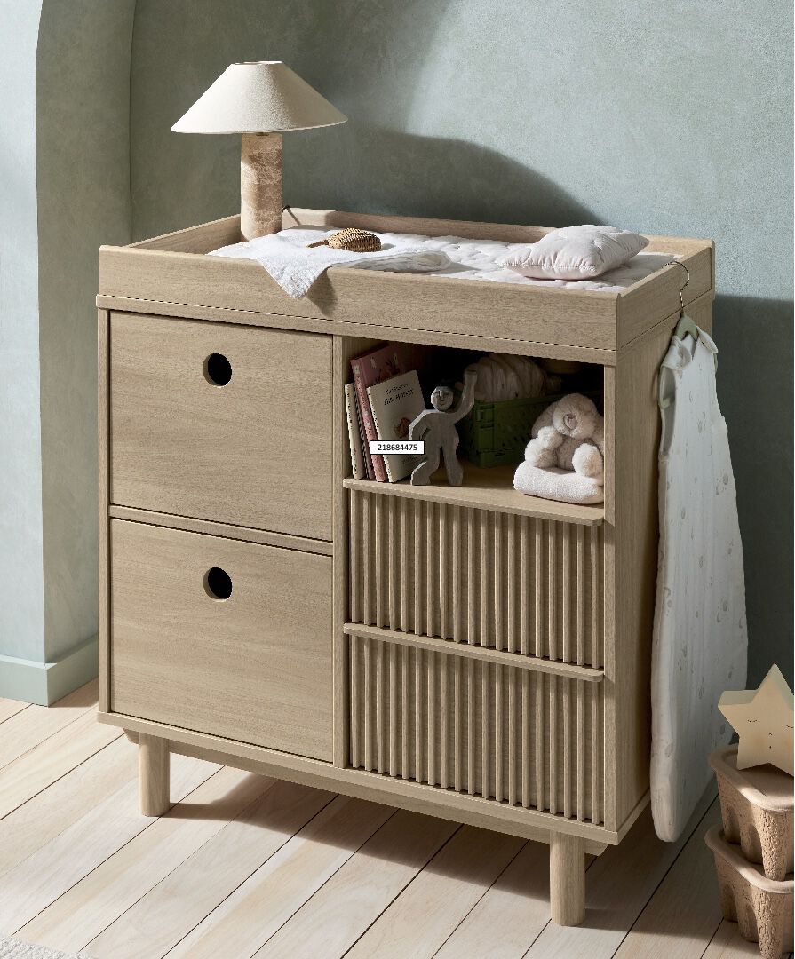 مجموعة وحدة أدراج ضيقة أوسكا وخزانة بلون اوك، قطعتين image number 3