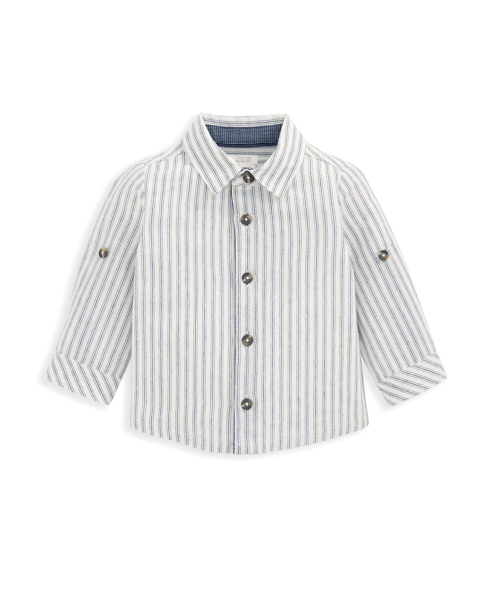 طقم قميص مخطط ودنغري بلون أزرق - قطعتان image number 2