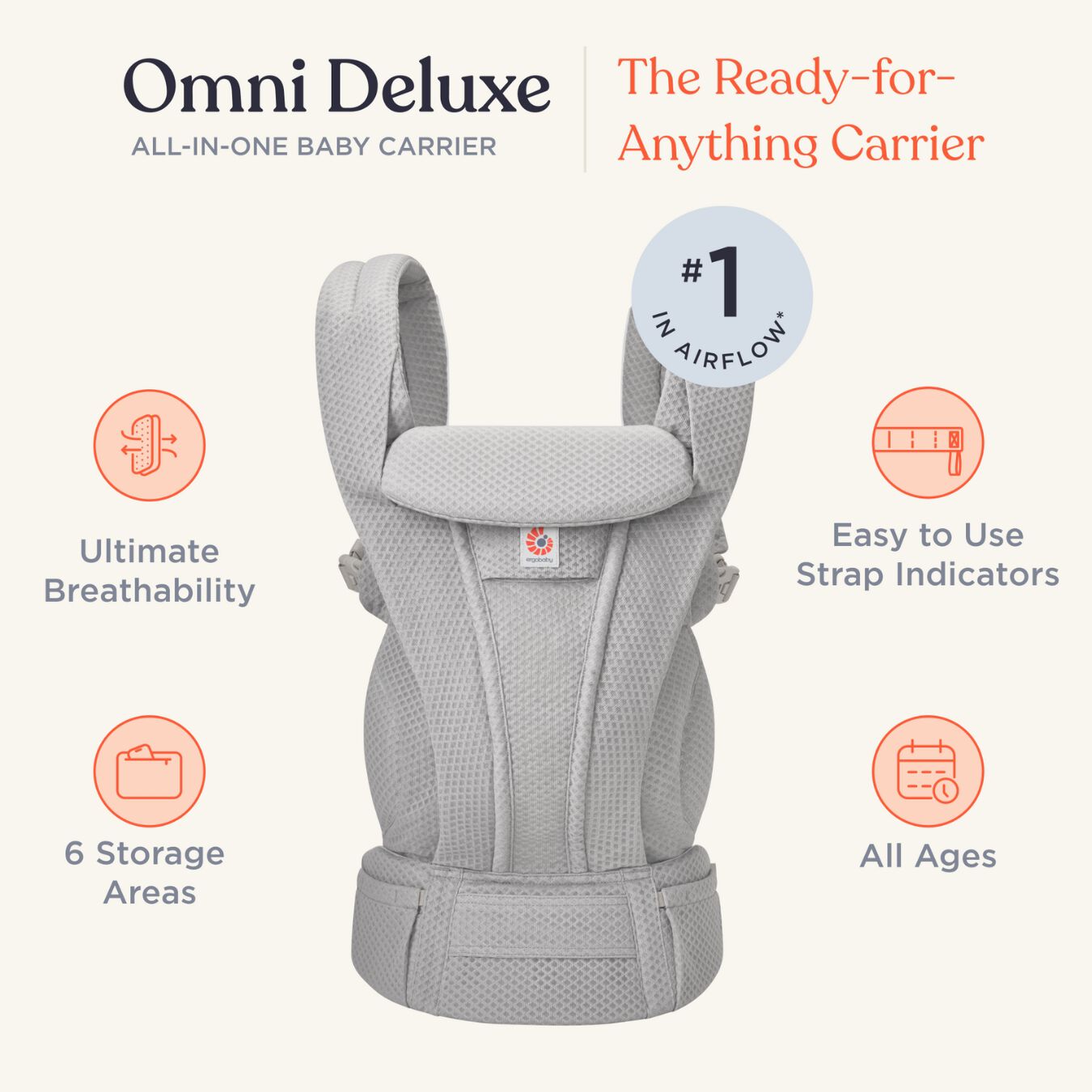 Ergobaby Omni Deluxe Mesh - Pearl Grey image number 4