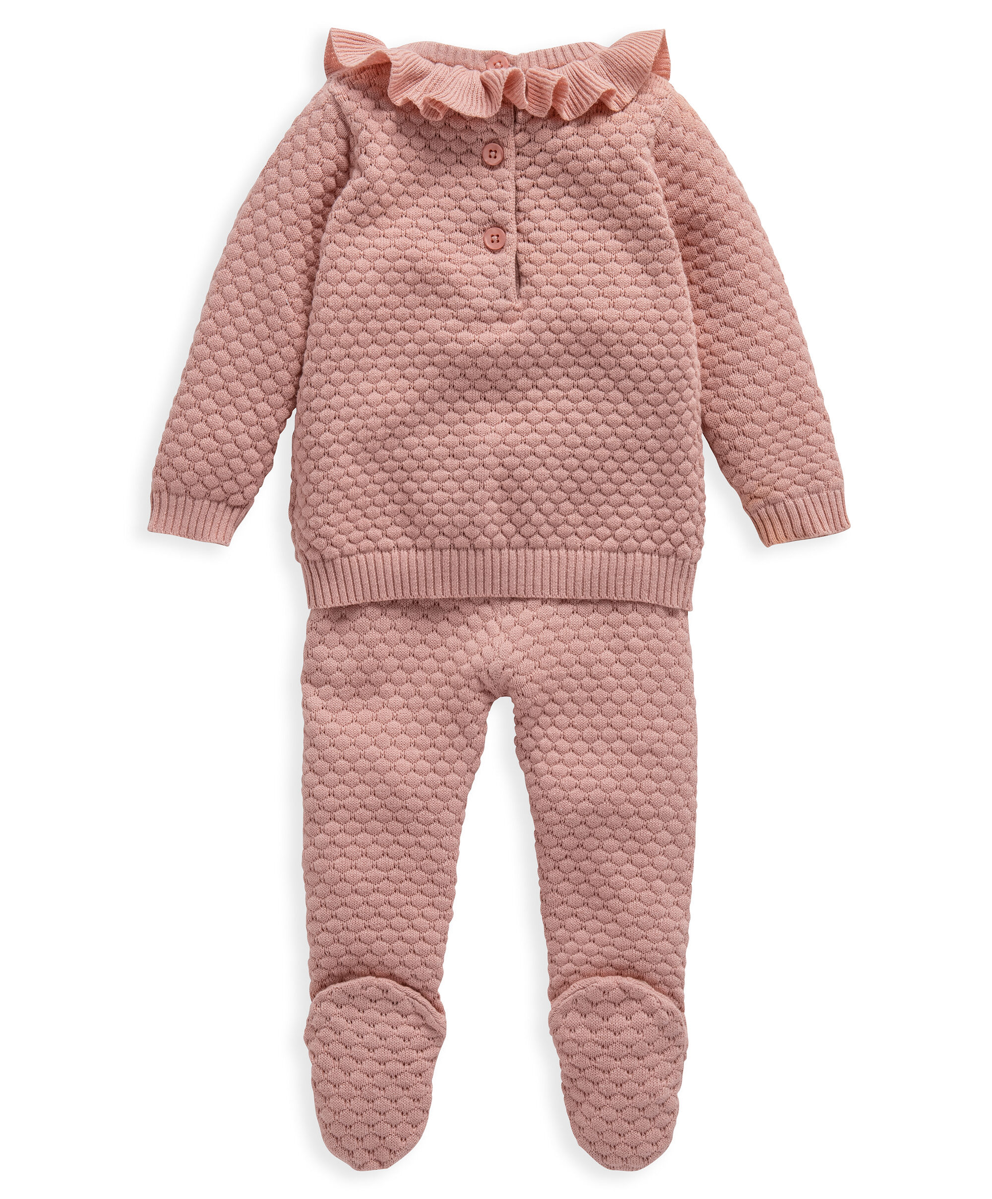 طقم منسوج بلون وردي - قطعتان image number 2